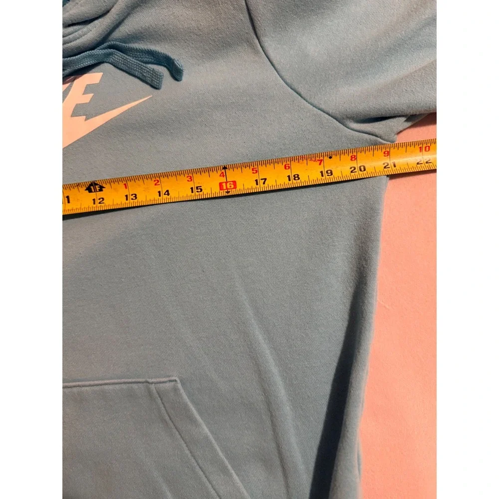 Nike Sportswear Essential Hoodie Light Blue Futura Logo Fleece Pullover Mens M